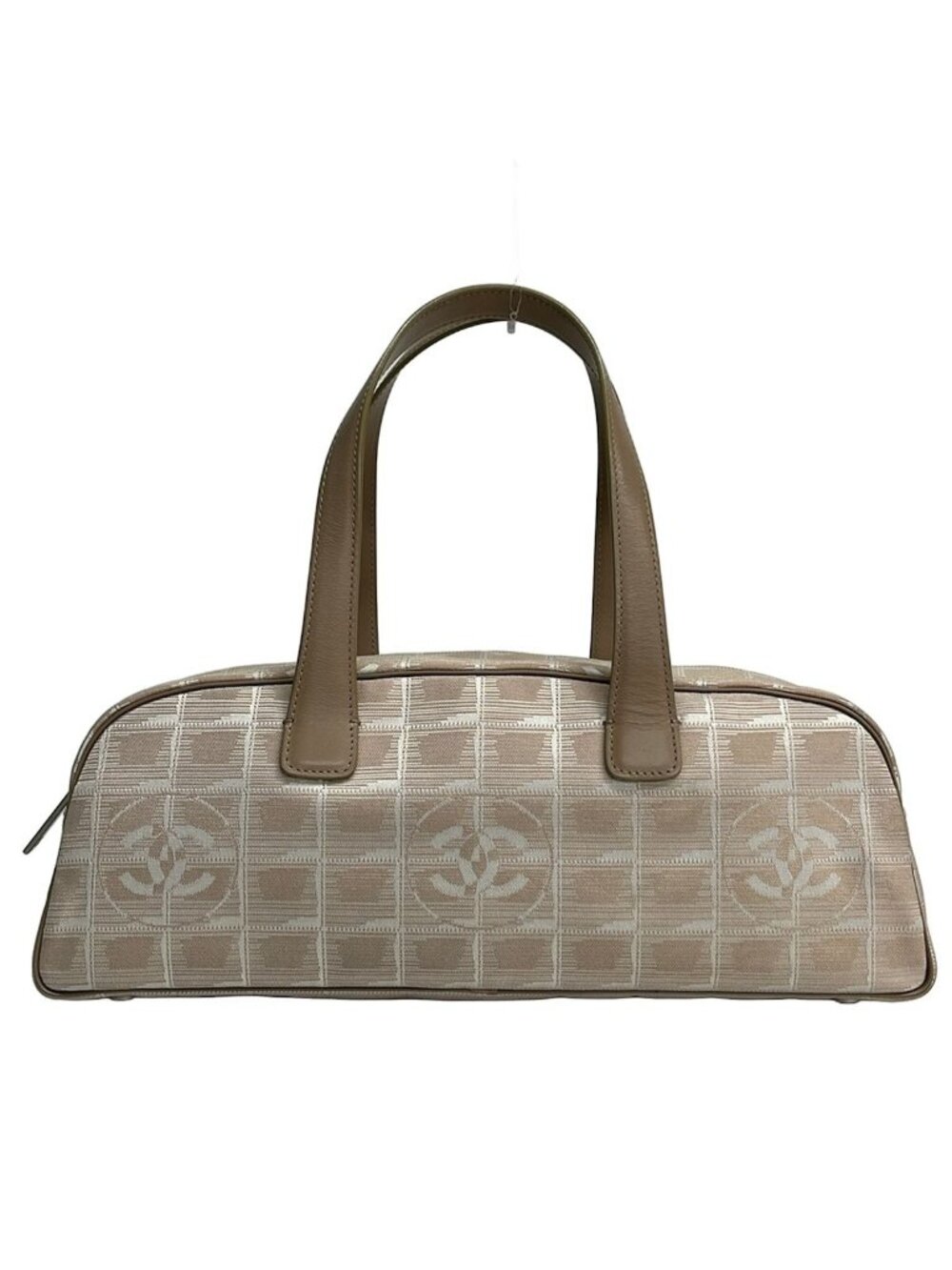 Chanel Handbag New Travel Line Beige White Leather